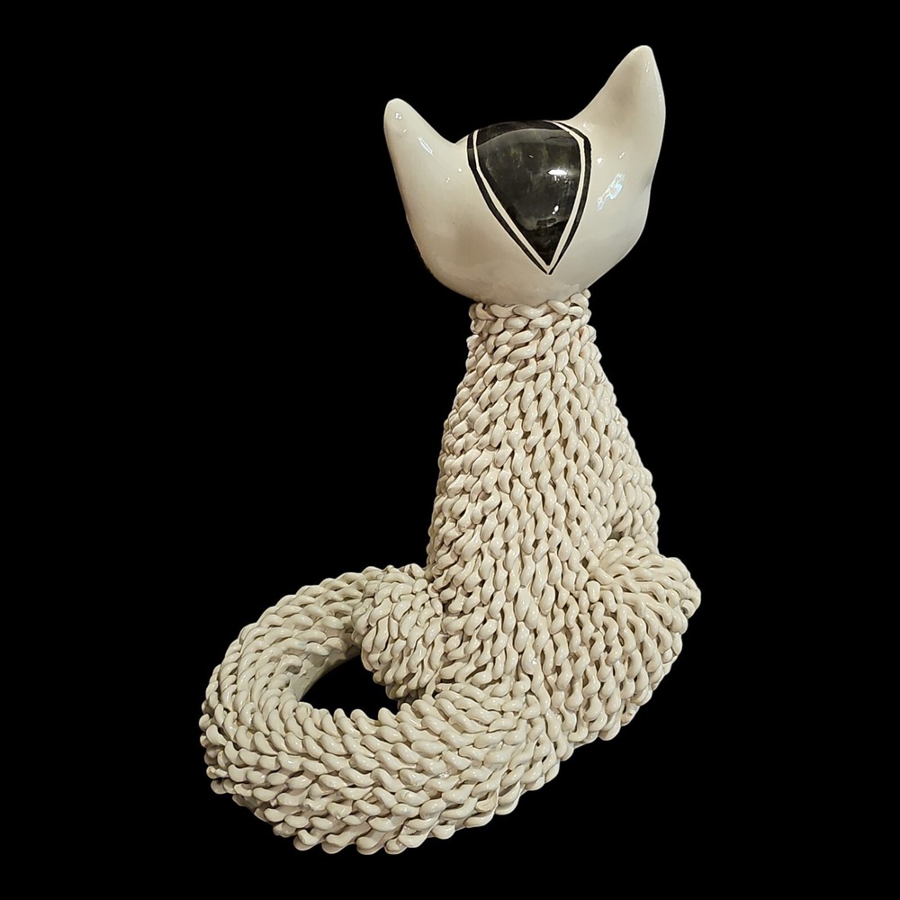 Rare 1950s Gatto, Mid-Century Italian Ceramic Cat Sculpture Spaghetti Pottery - Picture 10 of 16